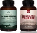 Rhythme naturel Jour et nuit - Triple Calme Magnésium 150mg, 120 Capsules + Magnésium Taurat 750mg (150mg de Magnésium élémentaire) 120 Capsules