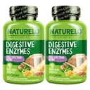 NATURELO Enzymes digestifs - Support plein spectre avec un mélange large de 15 Enzymes Plus Ginger - 90 Capsules Vegan (Pack de 2)