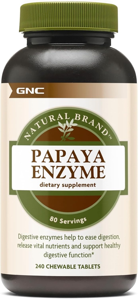 GNC Enzymes de la marque naturelle Papaya, soutient la fonction digestive saine, 240 comprimés