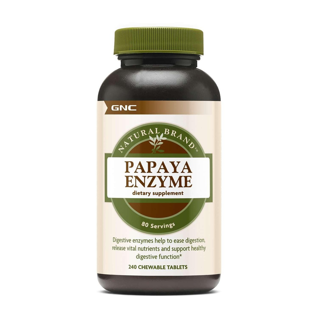 GNC Enzymes de la marque naturelle Papaya, soutient la fonction digestive saine, 240 comprimés