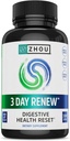 Zhou 3 Jours Renouveler - Probiotiques pour la santé digestive, Probiotiques pour les hommes et les femmes, Gut Health & Natural Reset Support Supplément avec Ginger et Aloe - 27 Veg Caps