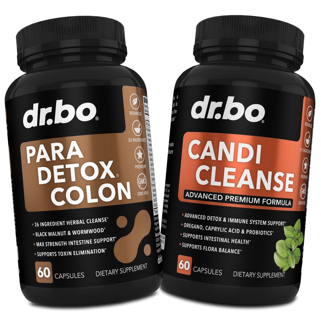 Colon Cleanse Pills Body Detox & Candi Cleanse - Nettoyeur de la garde intestinale pour l'estomac et les plantes à base de plantes orales Origan et acide caprylique Capsules complexes probiotiques, wormwood à base de plantes Noyer noir Cravate femmes Hommes