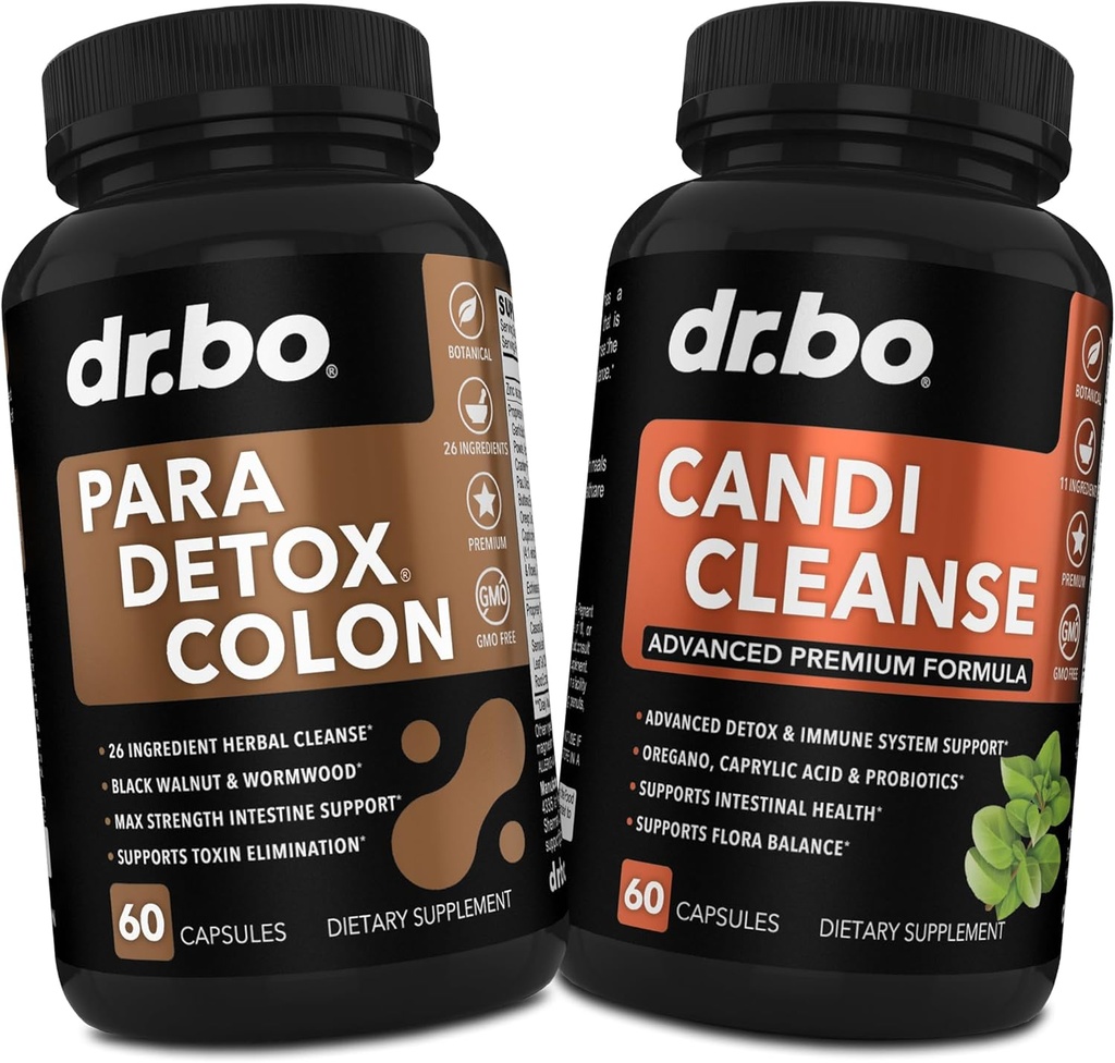 Colon Cleanse Pills Body Detox & Candi Cleanse - Nettoyeur de la garde intestinale pour l'estomac et les plantes à base de plantes orales Origan et acide caprylique Capsules complexes probiotiques, wormwood à base de plantes Noyer noir Cravate femmes Hommes