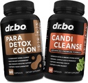 Colon Cleanse Pills Body Detox & Candi Cleanse - Nettoyeur de la garde intestinale pour l'estomac et les plantes à base de plantes orales Origan et acide caprylique Capsules complexes probiotiques, wormwood à base de plantes Noyer noir Cravate femmes Hommes