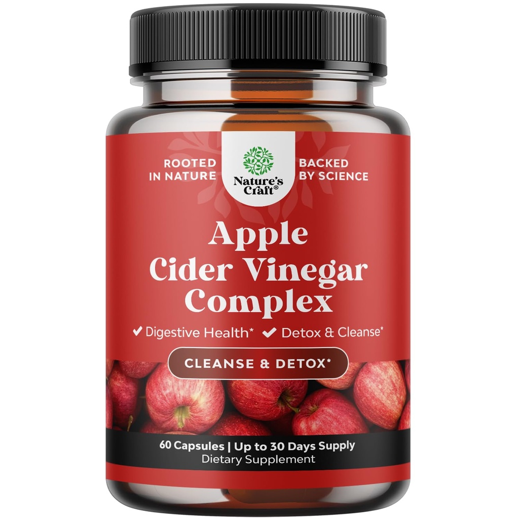 Nettoyer les capsules de vinaigre de cidre de pomme - ACV Cleanse et les pilules de désintoxication pour la santé gustative et digestive avec Slimming Cayenne - Capsules de vinaigre de cidre de pomme extra-fort pour Gut Cleanse et de désintoxication corporelle complète (30 portions)