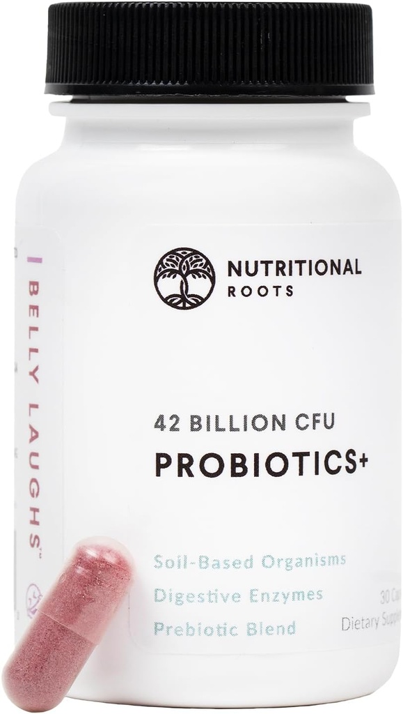 Racines nutritives - Probiotiques + - Organismes à base de sol, probiotiques, prébiotiques - Enzymes digestifs - Libération tardive - Supplément alimentaire - 1 mois d'approvisionnement - 30 capsules