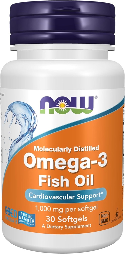 MAINTENANT compléments alimentaires, Omega-3 180 EPA / 120 DHA, Distillé moléculairement, support cardiovasculaire*, 30 softgels