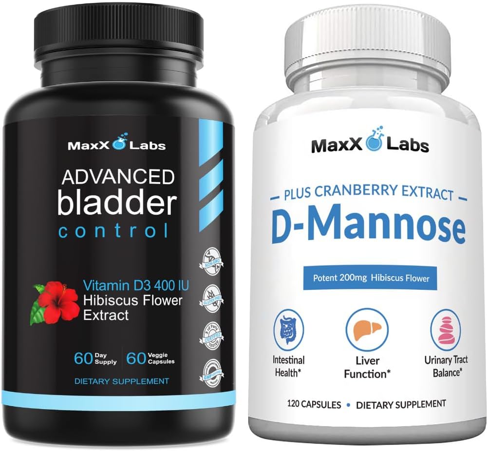 Suppléments avancés de contrôle de la vésicule pour les femmes et les hommes 60Ct + D Capsules de mannose - Actif rapide 1400 MG Extra Strength DMannose pour la maladie vésiculeuse 120 Ct