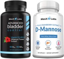 Suppléments avancés de contrôle de la vésicule pour les femmes et les hommes 60Ct + D Capsules de mannose - Actif rapide 1400 MG Extra Strength DMannose pour la maladie vésiculeuse 120 Ct