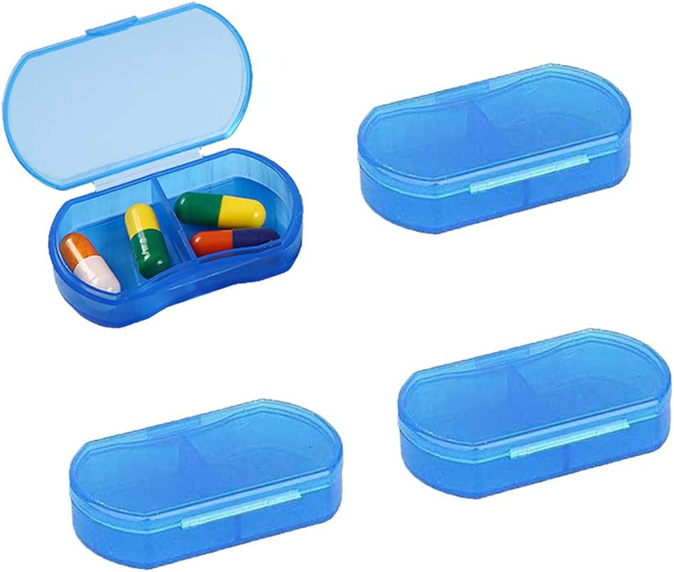 2PCS Pill Case for Purse Small 4PCS Pill Organizer Portable Travel Daily Pill Containers AM & PM Mini Pill Box Vitamine, Huile de poisson, Support Supplémentaire