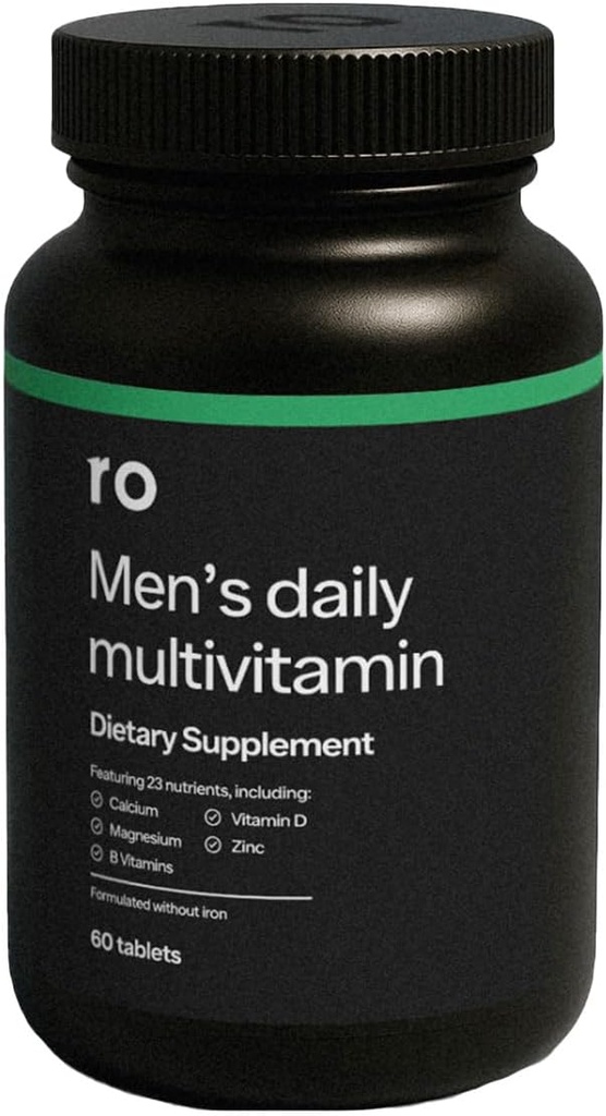 Ro Daily Multivitamin for Men | Supports Physical Activity, Brain + Heart Health, and Immune System with 23 Key Nutrients Including Calcium, Magnesium, and Zinc | 30-Day Supply (60 Tablets)