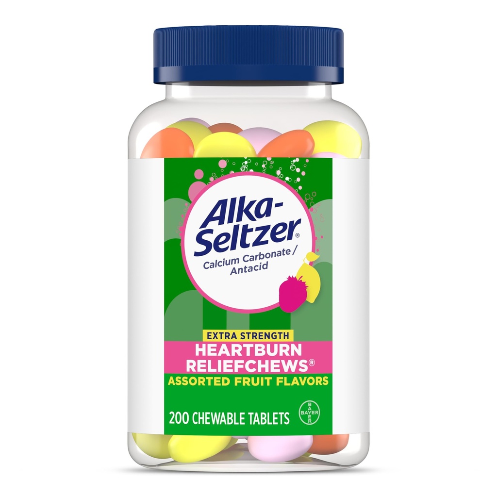 Alka-Seltzer Extra Strength Heartburn ReliefChews, Antacid for Fast Heartburn & Acid Indigestion Relief En route, 200 Ct