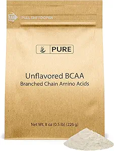 Ingrédients originaux purs non aromatisés instantanés BCAA (8oz) Poudre, Acides aminés essentiels à chaîne ramifiée, supplément (8 once)