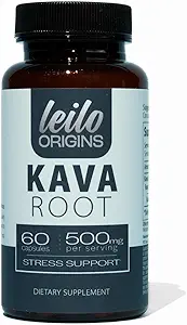 Gélules de racines de kava LEILO 500mg d'extrait/serviture noble pour soutenir le stress et favoriser la relaxation (60 Capsules végétaliennes)