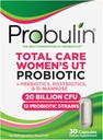 Probulin Total Care Women's Urinary Tract = Prebiotics + Probiotics + Postbiotics to Support a Healthy Vaginal Microbiome - 20 Billion CFU - 12 Strains - 30 Vegan Capsules