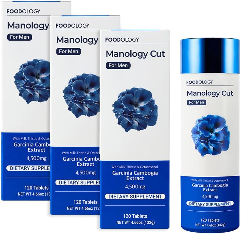 Manologie ALIMENTAIRE Coupe (paquet de 3-360 comprimés, 180 portions pendant 60 jours) - Équilibre corporel, amélioration de l'endurance et du soutien du foie Garcinia Cambogia (HCA), Thistle de lait Octacosanol