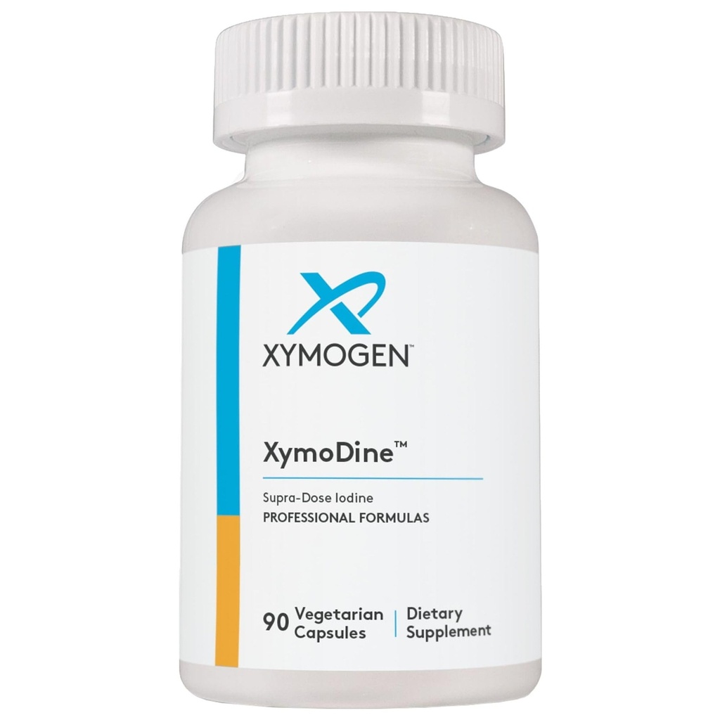 Supplément d'iode XymoDine XYMOGEN - Iodine haute puissance 12,5 g pour soutenir une synthèse saine des hormones thyroïdiennes (90 capsules végétariennes)