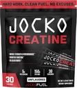 Jocko Carburant Stick Packs Creatine - Creatine Monohydrate Packs de voyage en poudre pour hommes et femmes, Supplément pour la performance athlétique et la santé musculaire, 30 portions 150g (non aromatisé)