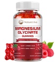 Glycinat de magnésium, supplément de magnésium sans sucre avec Glycinat de magnésium 400mg, L-Thréonate de magnésium 200mg pour l'humeur calme, les muscles, les os et le sommeil pour les adultes, 60 Gommies de framboises
