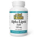 Facteurs naturels Acide alpha-lipoïque 100mg Capsules, 60-Conte