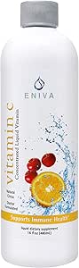 Eniva Vitamine liquide C-C-Immune Formula-Immune Orange Citrus Flavor-Immune Tous naturellement provenant de baies d'acérola, oranges, canneberges, romarins sans sucres et kétos approuvés 2 mois