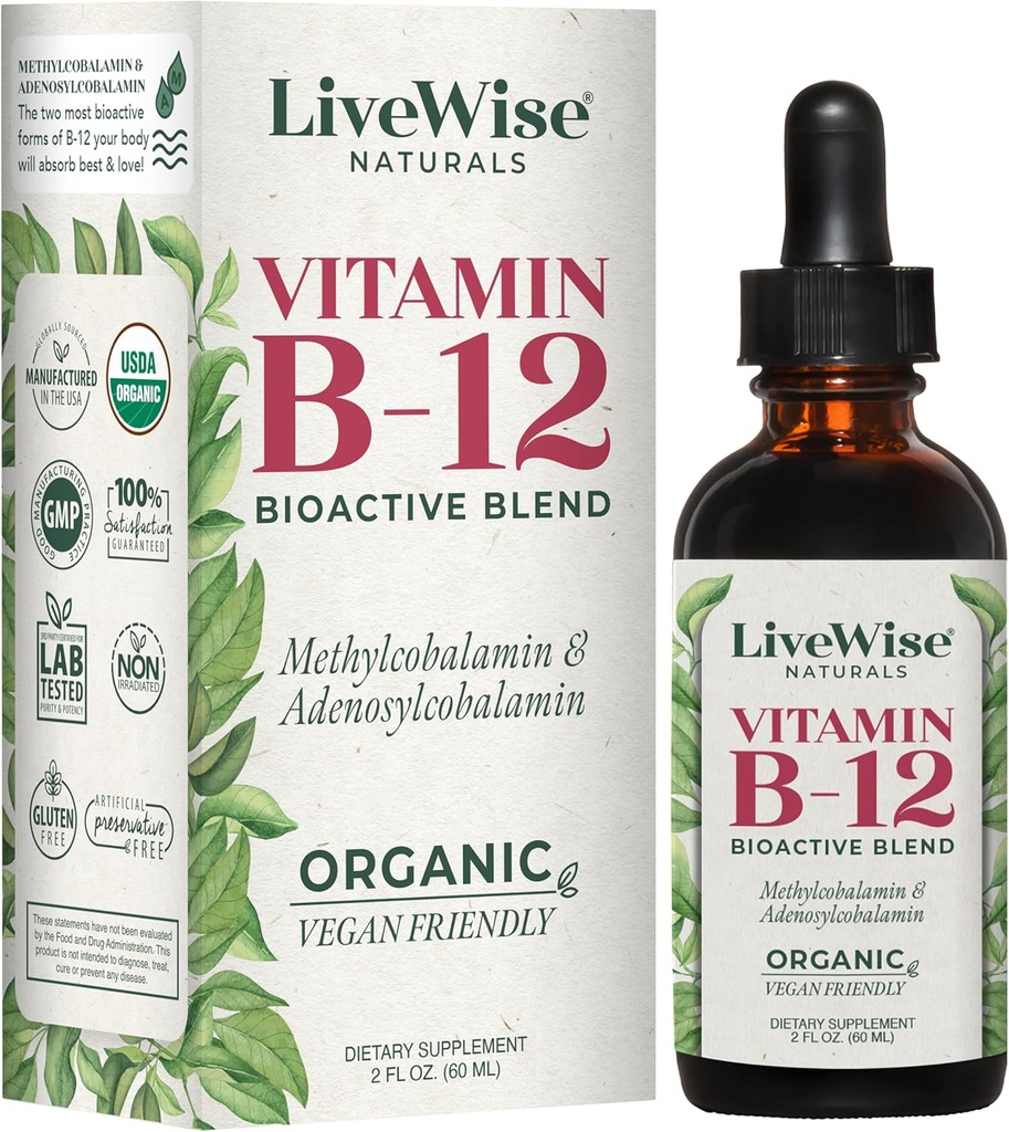 Liquid B12 Vitamin Sublingual – All-Natural Liquid Vitamin Vegan B12 Drops – Non-GMO Adenosylcobalamin Methylcobalamin B12 Supplement – Boost Your Immune System, Metabolism, Energy and Focus!
