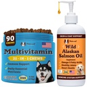 Natural Dog Company Trousse de bien-être pour chiens, huile de saumon pour chiens, multivitamine et supplément, Démangeaison
