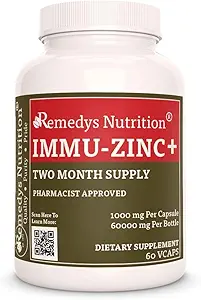 La nutrition de Remedy Immu-Zinc +=1 000 mg, 60 Capsules végétaliennes Complément alimentaire==2 mois d'approvisionnement=Contient également des baies d'ail, réglisse et origan