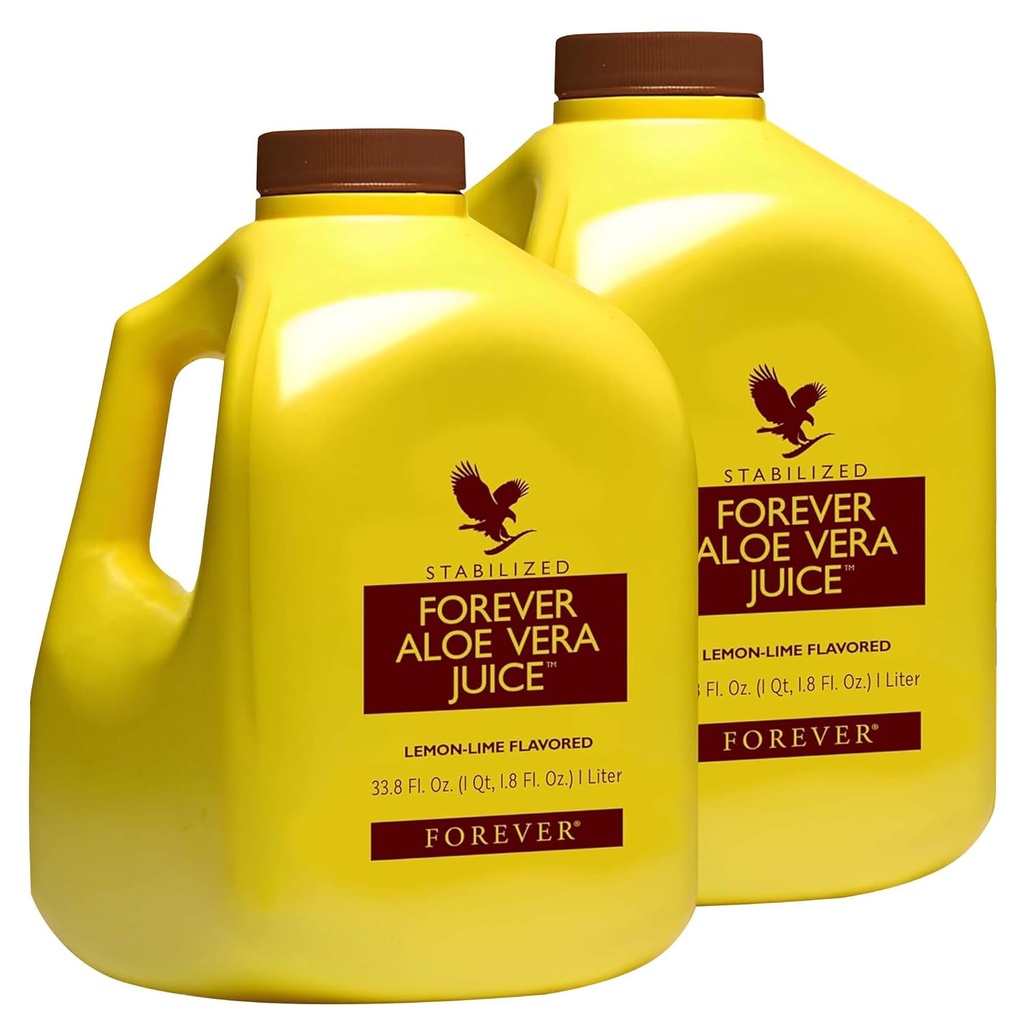 Pour toujours vivre - Aloe Vera Juice - Lemon Lime Flavor avec Gel Pure Inner Leaf - Soutient la digestion et l'immunité - 1L Chaque (paquet de 2)
