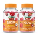 Biotine Lifeable Enfants + Fibre prébiotique Enfants, Gommies Bundle - Grande dégustation, supplément de vitamine, sans gluten, sans OGM, gommy à croquer