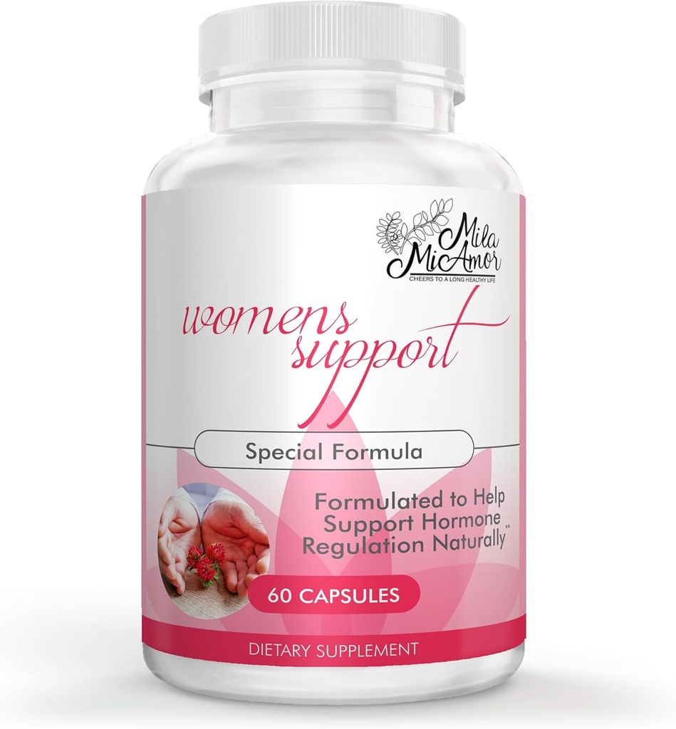 Milamiamor Women's Support - Régulateur hormonal avec ingrédients naturels - Soutien Estrogène pour les femmes - Supplément pour l'équilibre hormonal, la ménopause et le soutien antioxydant - Fabriqué aux États-Unis - 60 Capsules