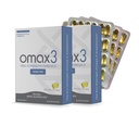 Omax3 Pro-Strength Ultra-Pure Omega-3 Huile de poisson - 1000 mg - Soutien musculaire et articulaire professionnel maximal - EPA DHA - Certifié NSF - 60/per Softgel Blister (paquet de 2)