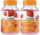 Vitamine vieable D 5000 UI + Immune Support, Gommies Bundle - Grand Dégustation, Supplément de vitamine, Sans gluten, Sans OGM, Gommy à croquer