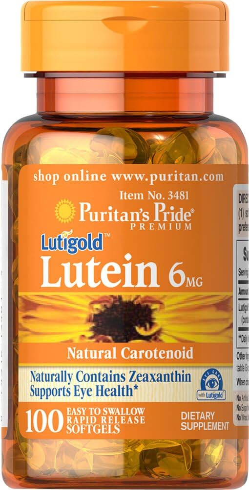 Puritans Pride Lutein 6 Mg avec Zeaxanthin Softgels, 100 Compte