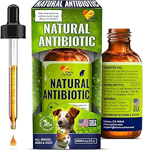 Canis &Cattus Antibiotique naturel pour chiens et chats – Animaux liquides Antibiotique – soutient l'immunité, réduit l'inflammation, contrôle les parasites et stimule la santé urinaire – 2 oz