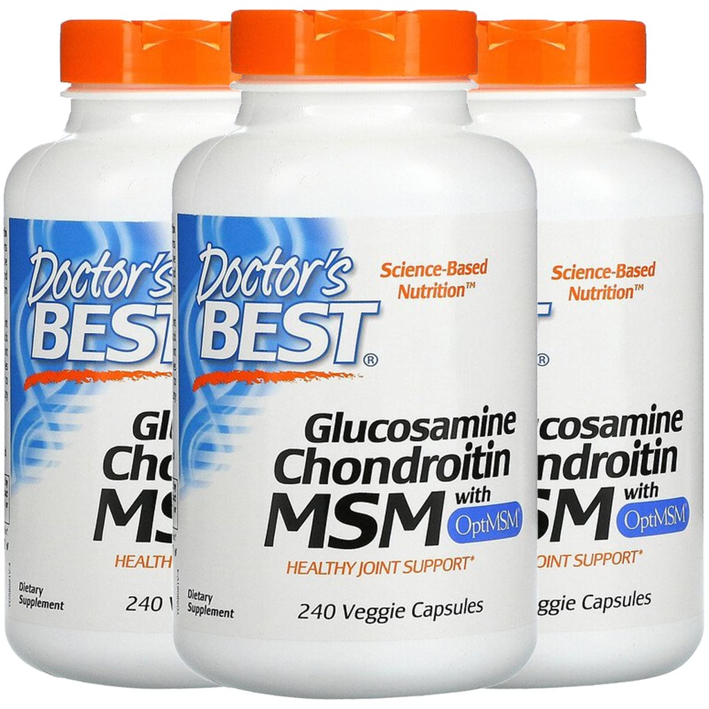 Meilleur médecin, (3 packs de glucosamine Chondritine MSM avec OptiMSM, 240 capsules de Veggie