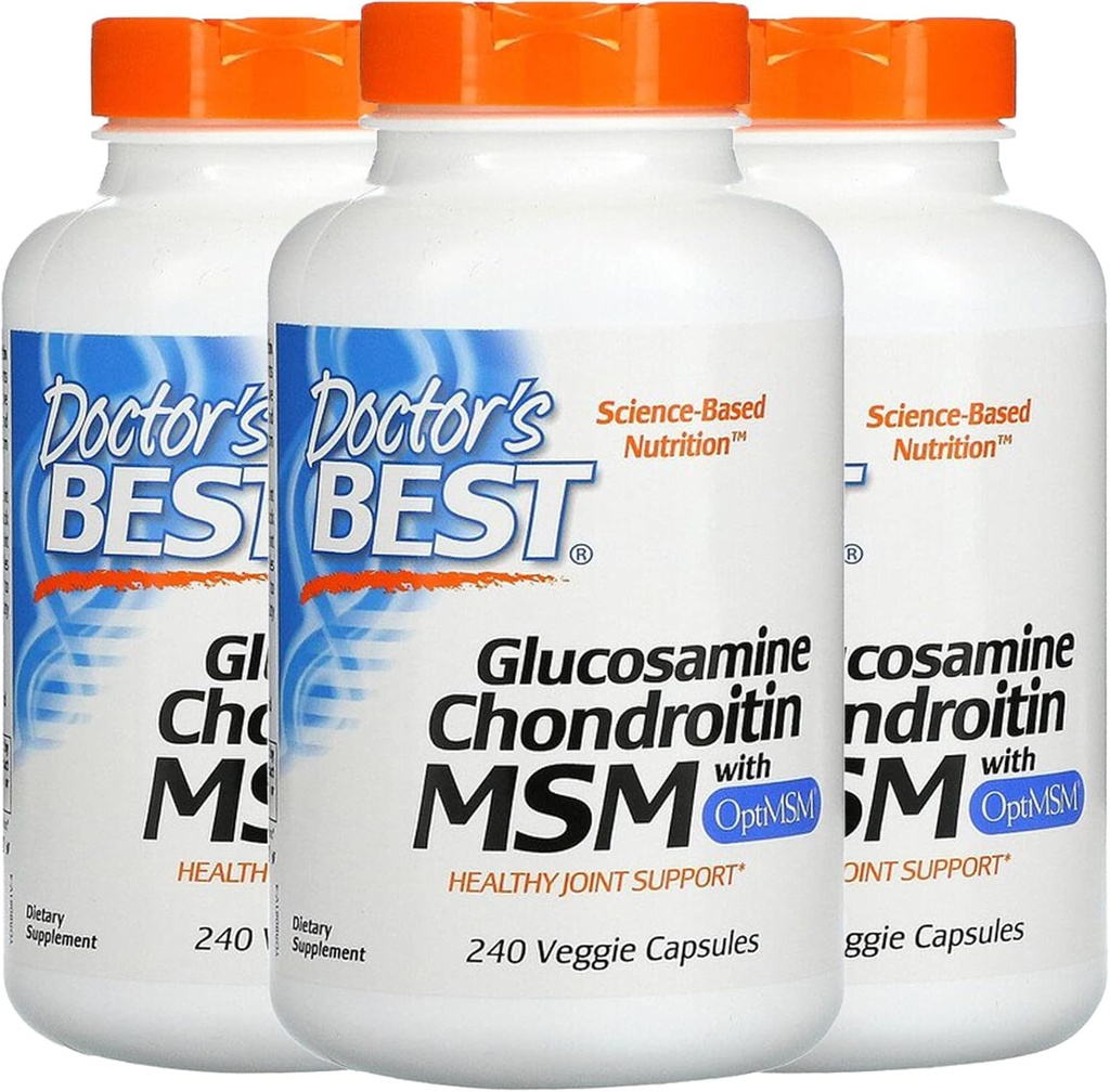 Meilleur médecin, (3 packs de glucosamine Chondritine MSM avec OptiMSM, 240 capsules de Veggie