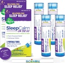Boiron SleepCalm on the Go Sleep Aid pour sommeil de nuit profond, relaxant, reposant - sans mélatonine et sans habitude - 80 Compte par tube - 4 tubes avec stylo bleu