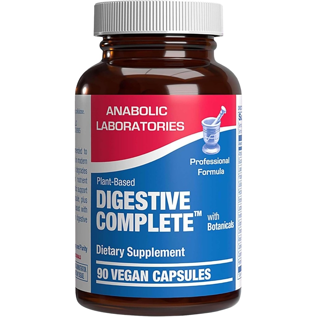 Supplément digestif multi-enzymes à base de plantes - Supplément de digestion formulé cliniquement avec des herbes apaisantes et des enzymes pour les femmes et les hommes pour les protéines Carb & Fat Digestive Complete (90ct)
