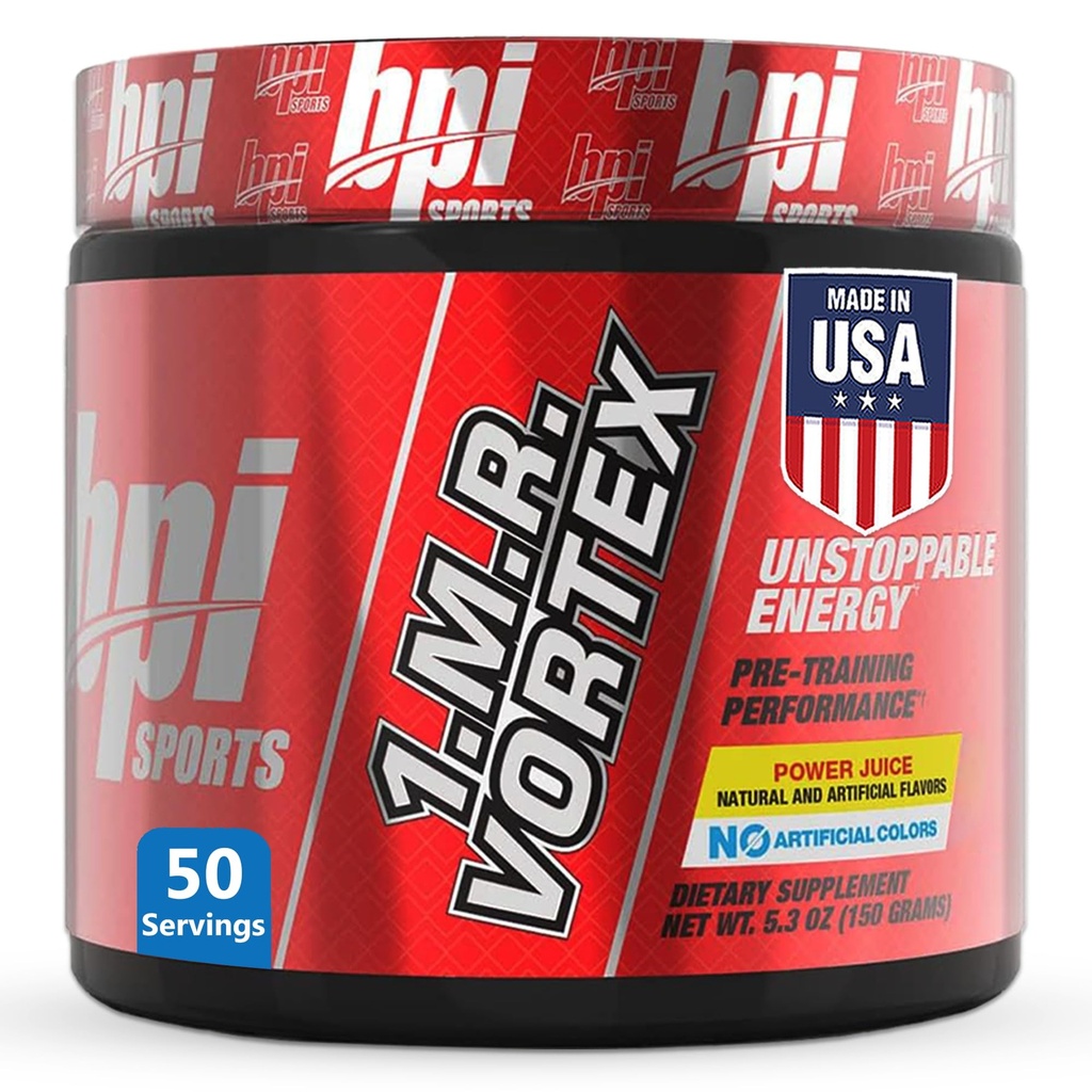 BPI Sports 1.M.R Vortex Pre Workout Powder – Pré-entraînement Stim élevé pour les hommes et les femmes avec glycérol, caféine, niacine et extraits à base de plantes – Énergie, Focus & Endurance – Jus de puissance – 50 portions