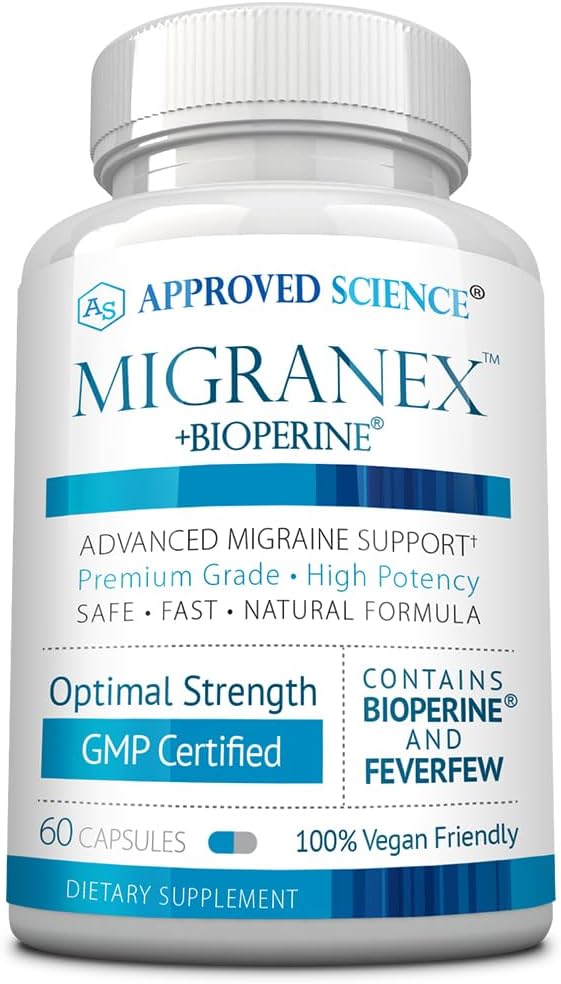Science approuvée Migranex - Migraine et maux de tête - Magnésium, Feverfew- 60 Capsules - Boîte de 1 - Vegan