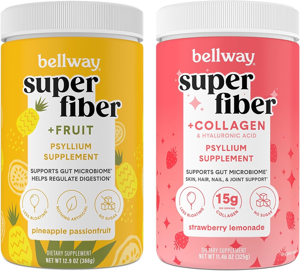 Poudre Super Fibre de Bellway + Fruits, Ananas Passion Fruits Super Fibre Poudre + Collagène, Lémonade aux fraises