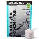 PowerVitamine Poudre d'électrolytes non aromatisés Pas de sucre pour l'énergie quotidienne - Keto Electrolytes - Poudre d'hydratation avec 1000mg de potassium, 120mg de calcium, Magnésium, Pas de Stevia, 100 portions