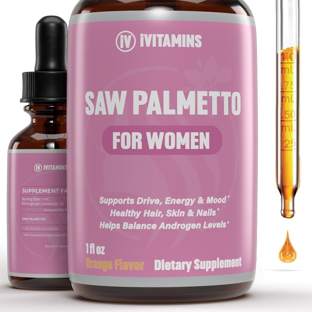 Saw Palmetto pour les femmes Aide à réduire la perte de cheveux, soutient les cheveux sains, la peau, les ongles, l'énergie, l'humeur et plus encore