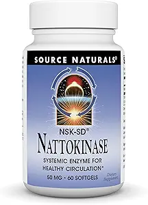 Source Naturals NSK-SD Nattokinase, Enzyme systémique pour une circulation saine*, 50 mg - 60 Softgels