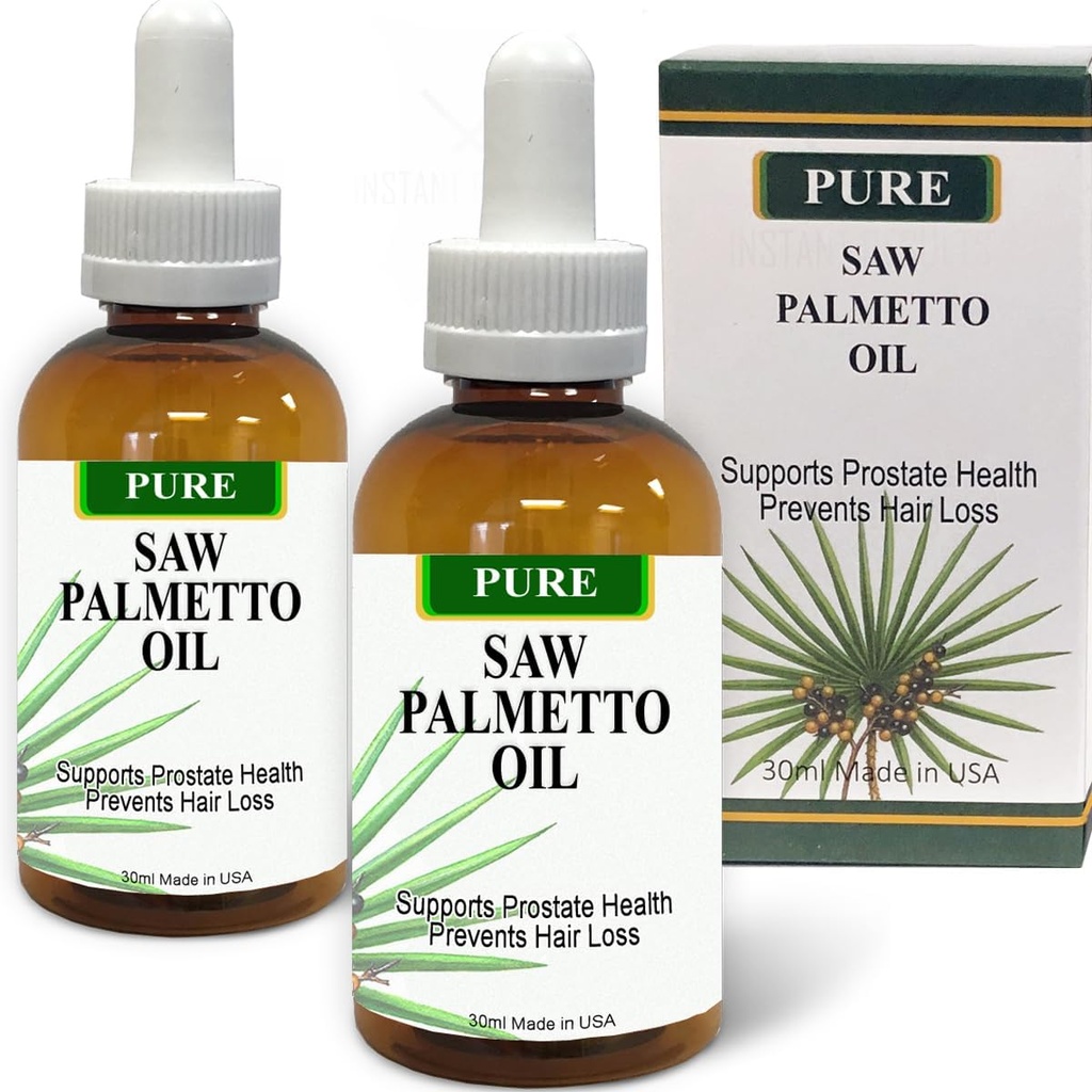 Pure Saw Palmetto Berries huile 2x30ml sauvage et naturel 60-90-jour d'approvisionnement Contrairement aux poudres inefficaces, soutient la santé de la prostate sommeil mieux réduire les urines fréquentes DHT blocker aider à arrêter la perte de cheveux