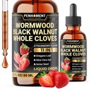11in1 Gouttes liquides de wormwood - Extrait liquide de wormwood noir avec des vêtements entiers, Reishi, Peppermint, Origan, Aloe Vera, Anis Seed - 2 FL OZ - 60 jours d'approvisionnement - Fraise