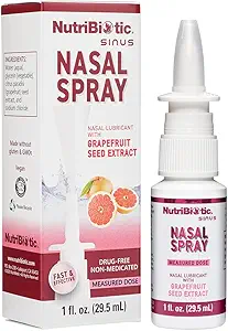 Pulvérisateur nasal nutribiotique 1 Fl Oz.Lubrifiant nasal avec extrait de graines de pamplemousse et chlorure de sodium.