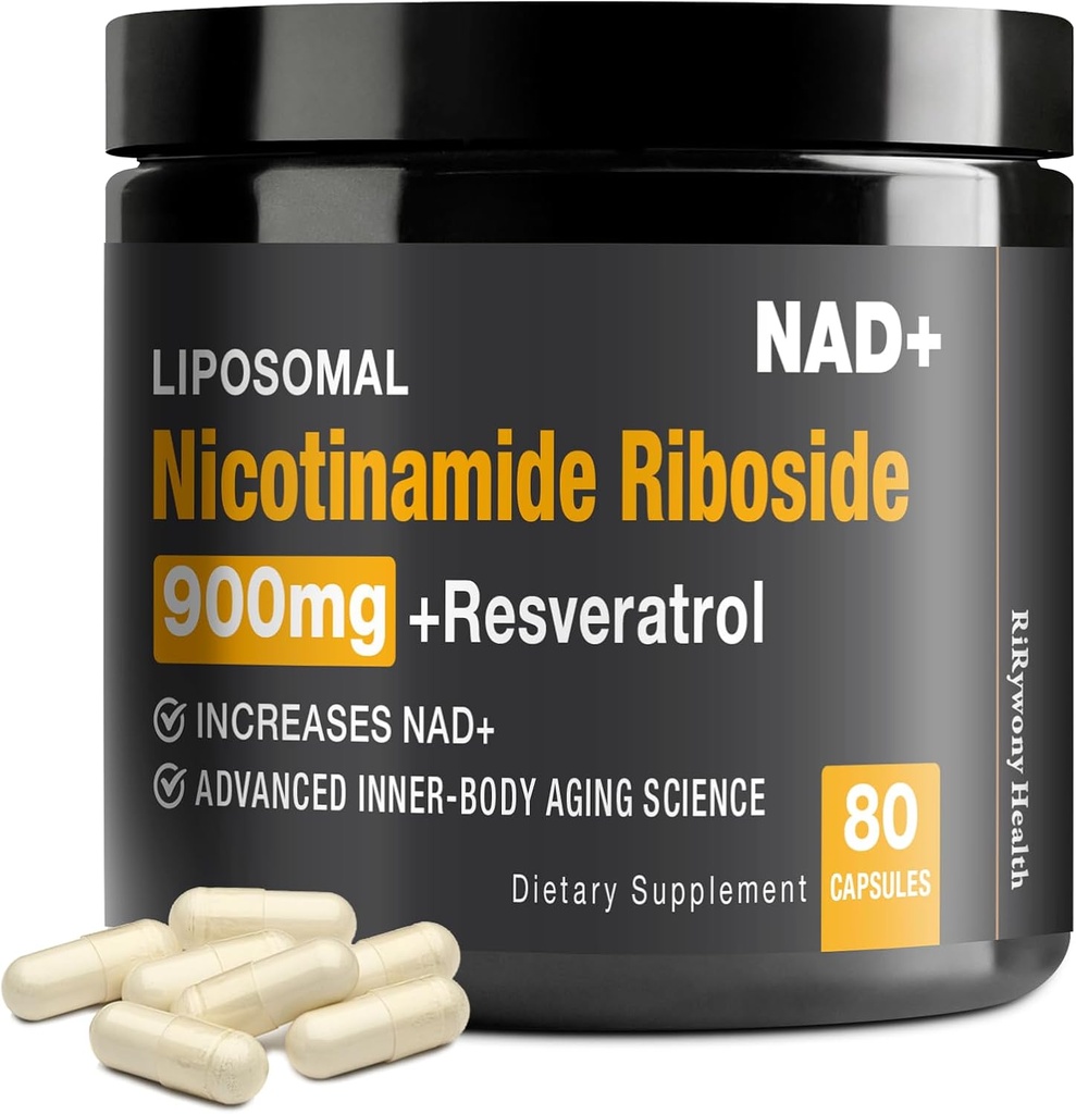 NAD Supplement - NAD+ with Nicotinamide Riboside (NR) and Resveratrol Quercetin 900mg Pure Organic NAD Plus for Cellular Repair Healthy Aging Brain Function, 80 Capsules