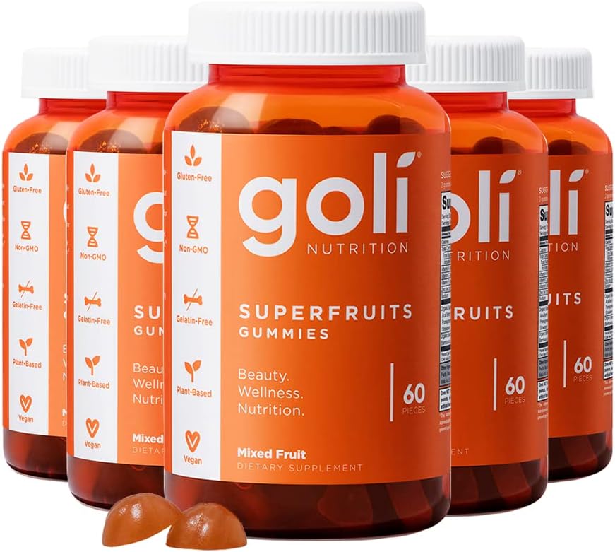 Goli supplément nutritionnel, Superfruits Beauté Gummy Vitamine - 300 Compte - Collagène-Promotion Ingrédients - Fruits mélangés, végétaliens, végétaux, non OGM, sans gluten et sans gélatine